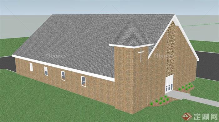 某一个教堂建筑设计SU模型