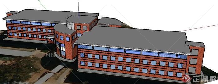 现代Z字形办公楼建筑设计su模型