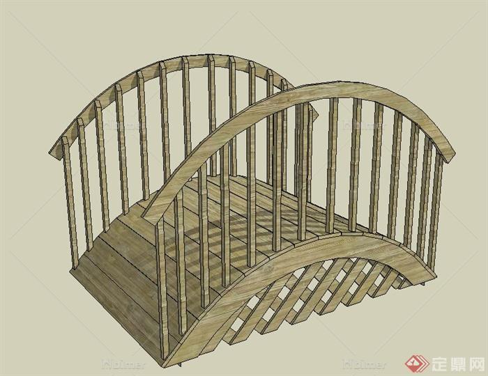 园林景观节点木拱桥设计SU模型[原创]