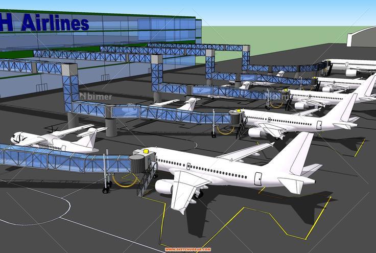 机场停机坪SU示意模型