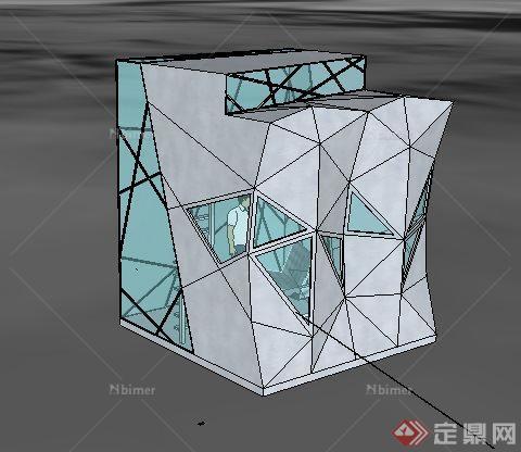 现代玻璃住宅小屋建筑su模型[原创]
