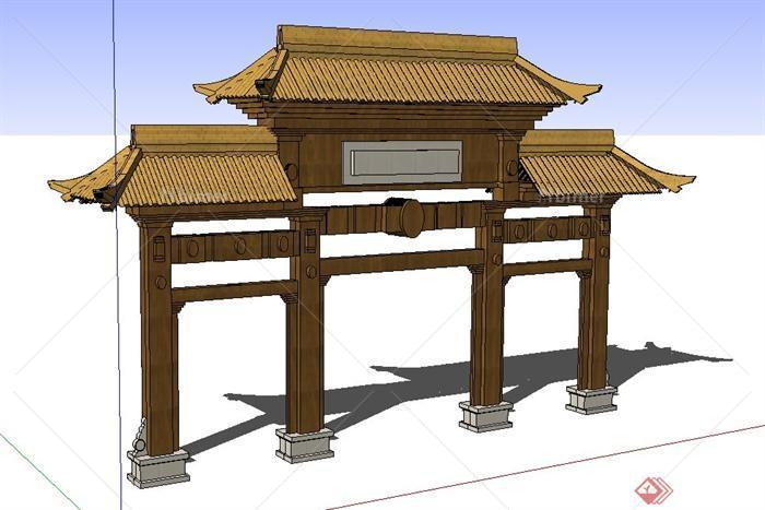 古典中式牌楼门廊牌坊设计SU模型
