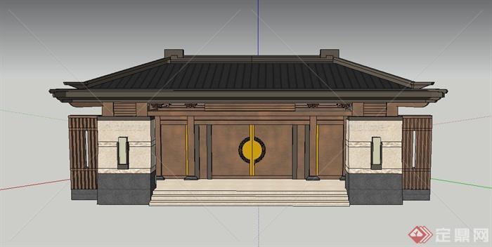 某古典中式风格大型建筑入口门设计SU模型