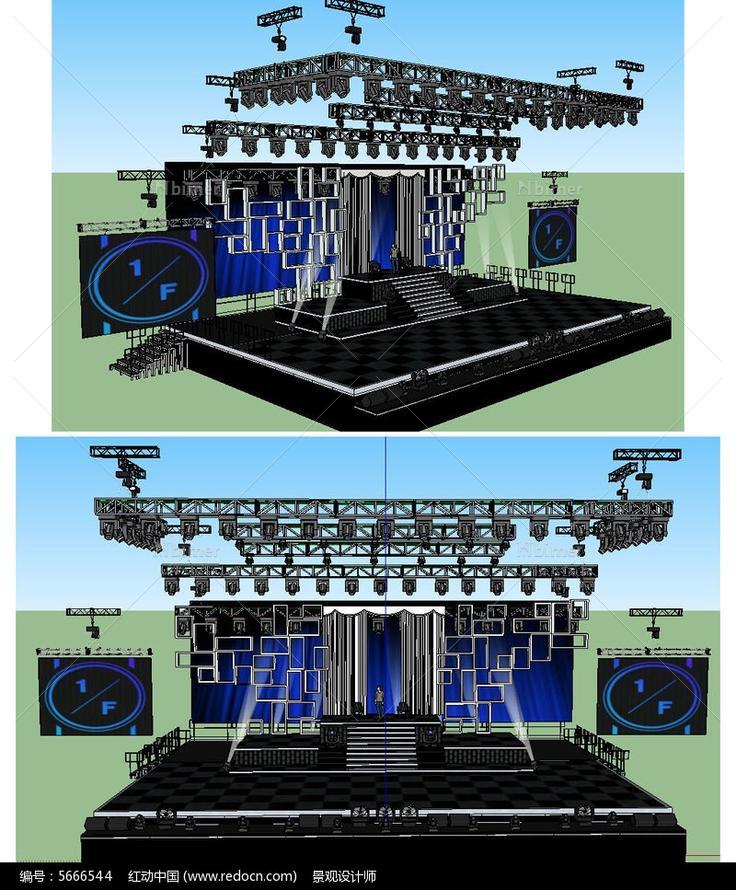 舞台舞美背景设计SU草图大师skp模型