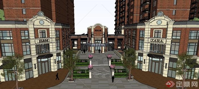 某新古典公馆商住小区建筑设计SU模型