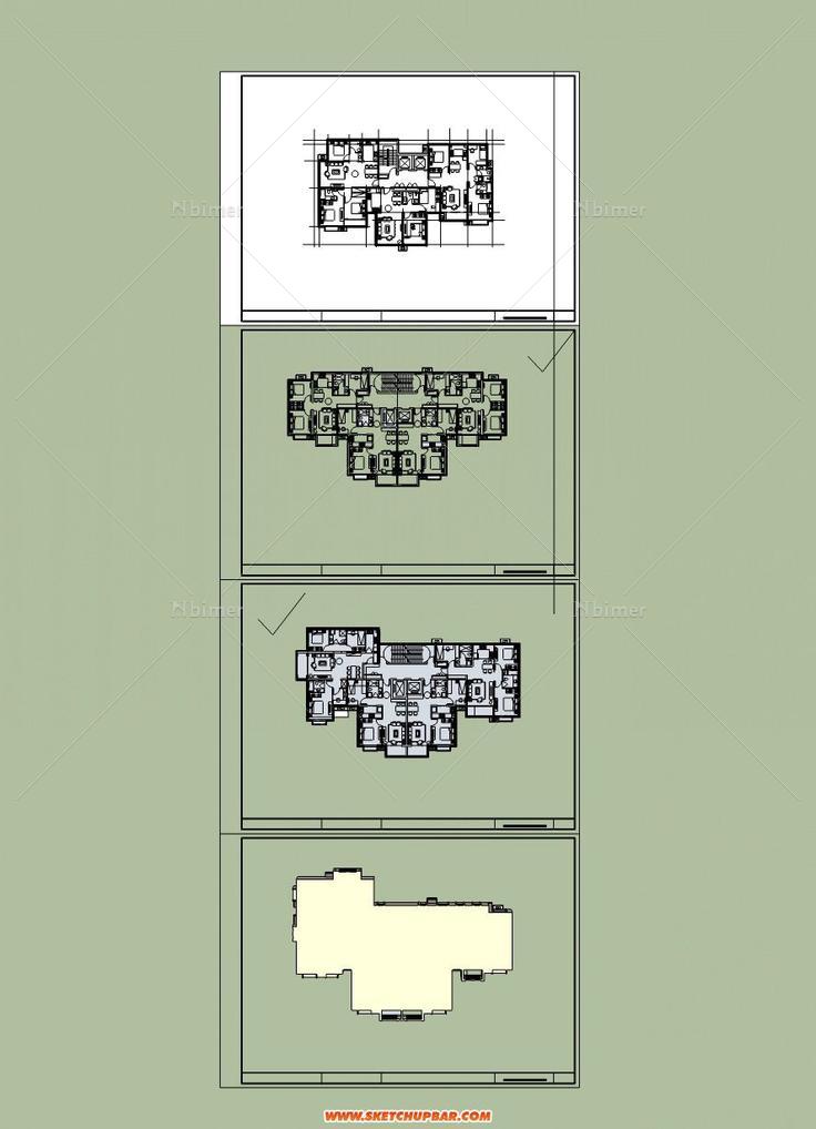 一个阿呆抠artdeco的住宅单体,模型内赠送户型图