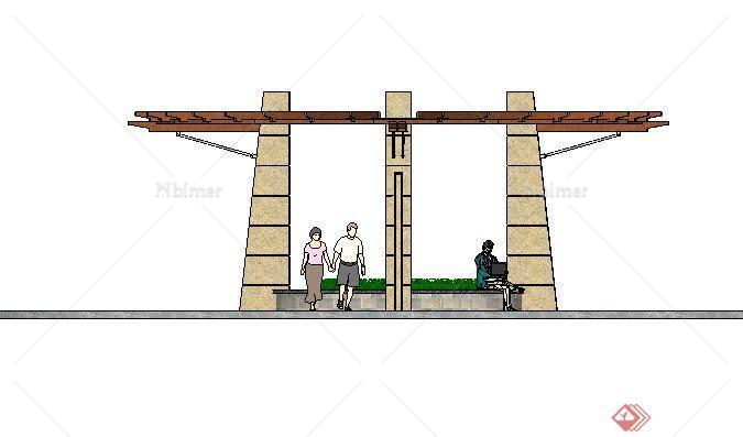 一个现代风格景观花架SketchUp(SU)3D模型