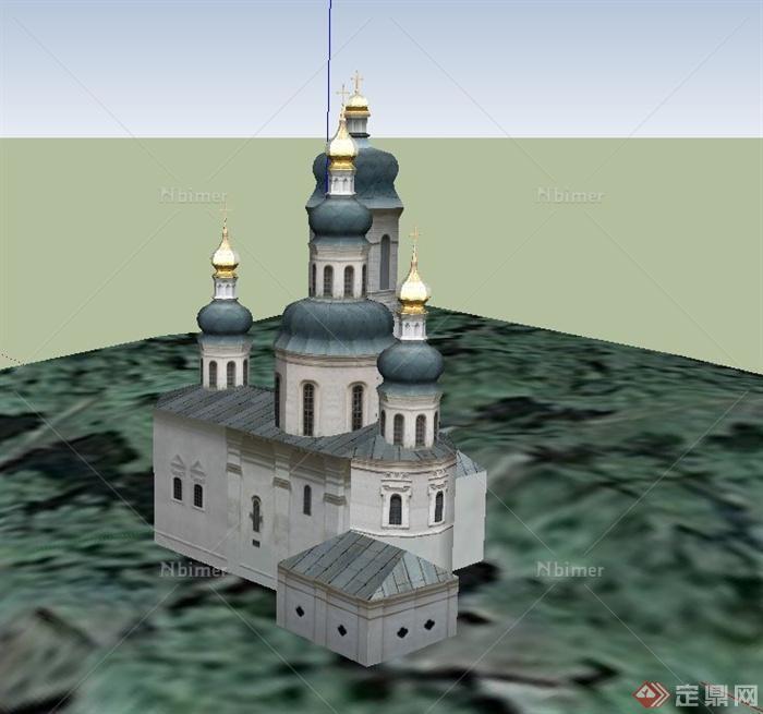 某欧式基督教教会建筑设计SU模型