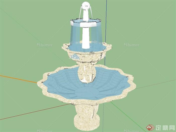 欧式三层水钵设计su模型