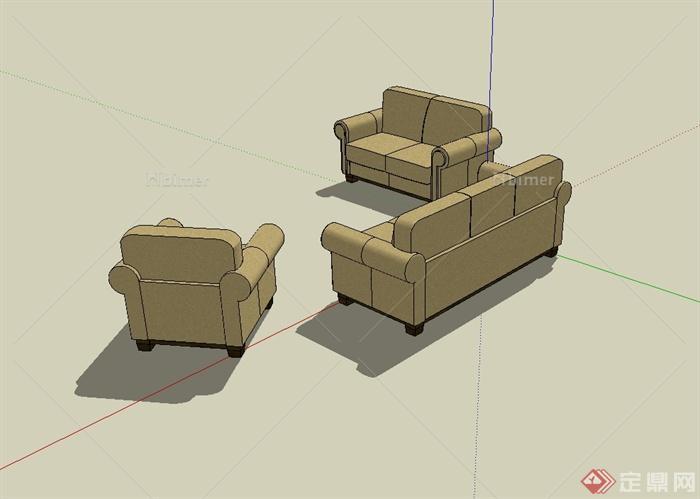现代风格详细精致沙发椅组合设计SU模型[原创]