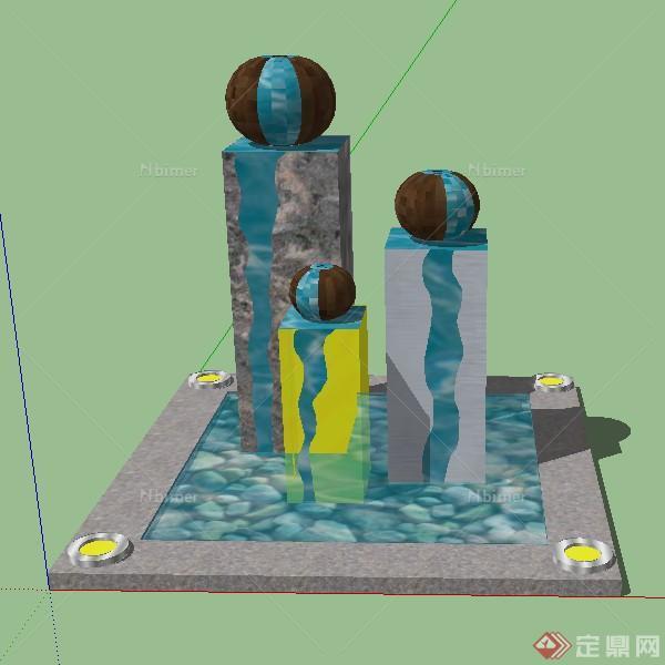 某特色水景喷泉景观设计SU模型素材