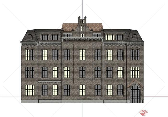 古典欧式三层住宅楼SU模型
