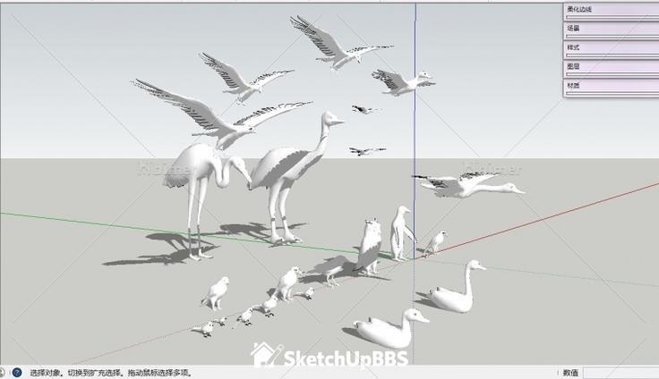 一些鸟的sketchup模型提供下载分享带截图预览