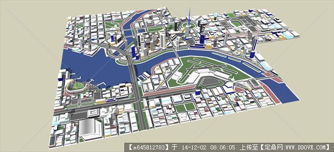 某滨水城市规划设计su模型