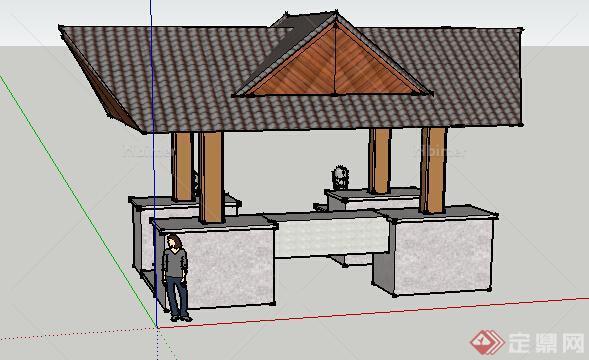 园林景观之东南亚风格景观亭设计su模型7