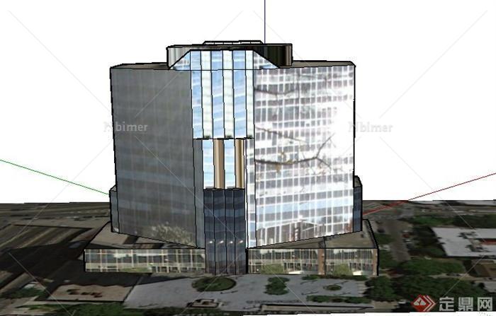 现代某城市中心办公大楼建筑设计SU模型