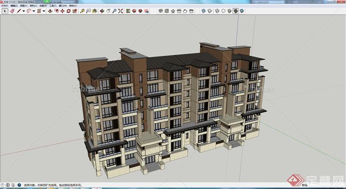 某现代风格住宅建筑设计方案SU模型19