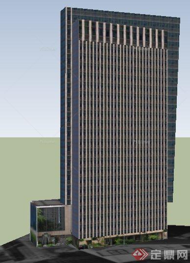 一栋现代高层办公中心建筑设计SU模型