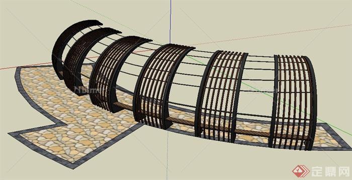 现代风格弧形拱廊架设计su模型