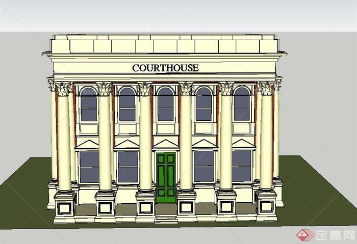 某欧式传统法院建筑设计SU模型