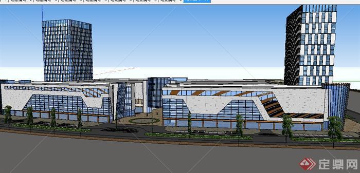 某现代多栋商业建筑楼设计SU模型
