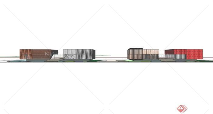 4个艺术中心建筑设计方案SU模型[原创]