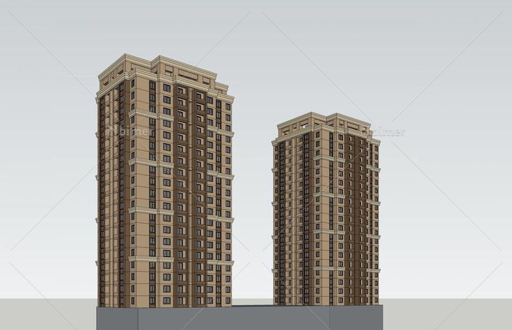 简欧风格高层住宅楼(46573)su模型下载