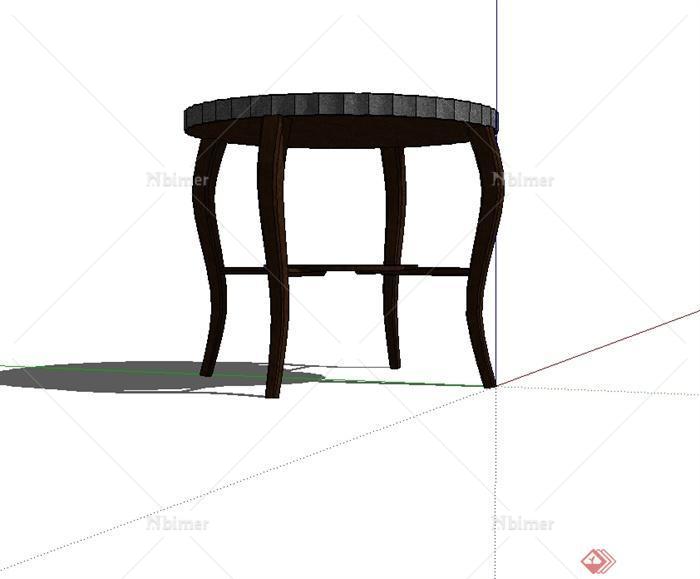 现代中式风格圆形桌子设计su模型[原创]