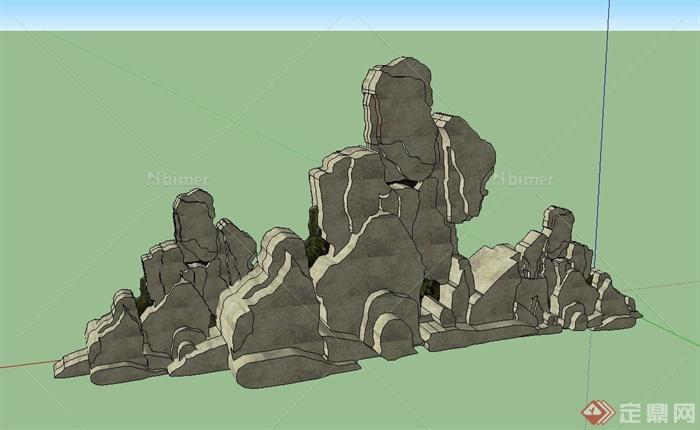 人造假山石头设计su模型