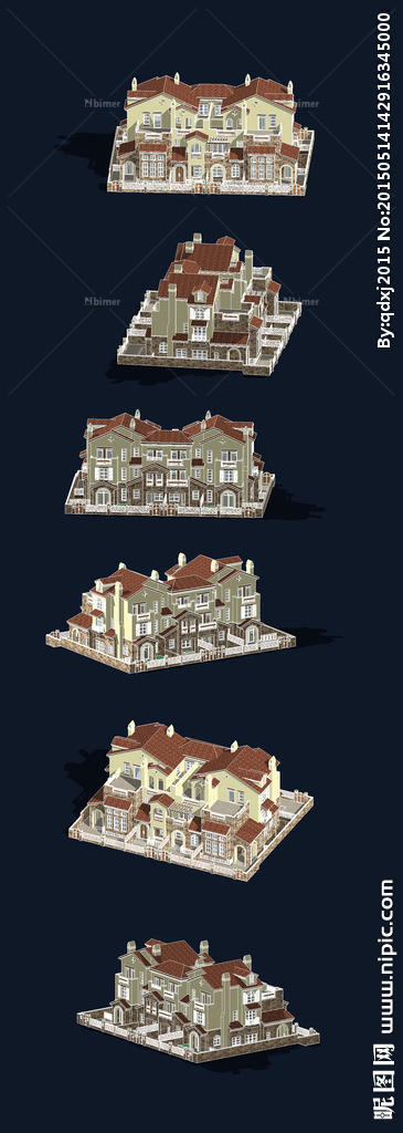 地中海风格的别墅SU模型设计图片