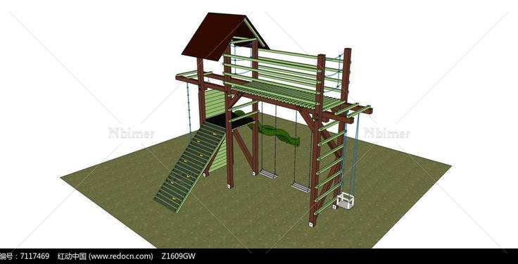 中式户外滑梯模型