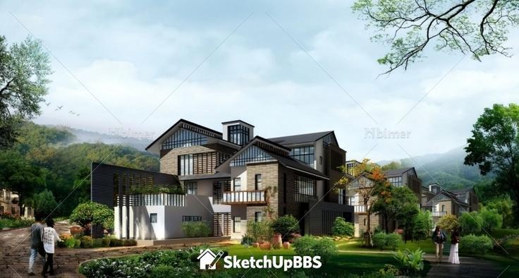 别墅建筑设计方案提供SketchUp模型下载分享带截