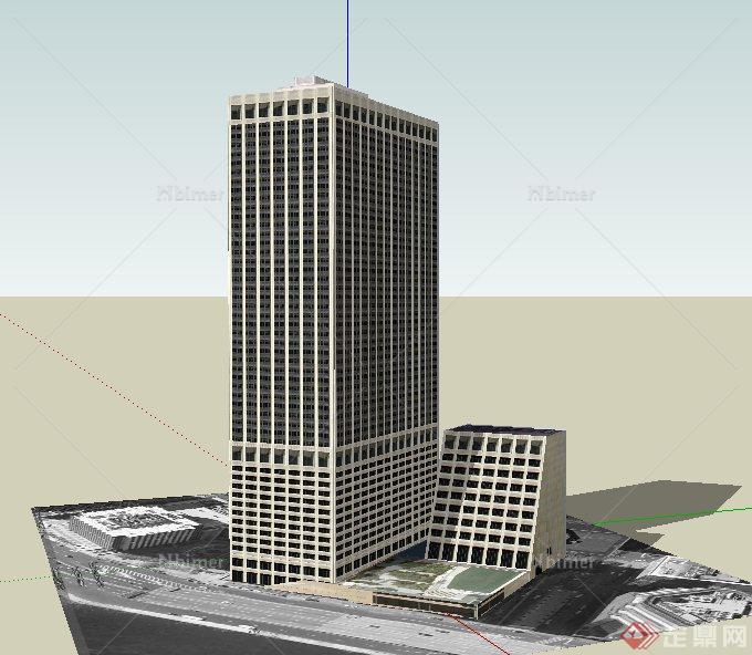 某现代高层和多次办公建筑设计SU模型
