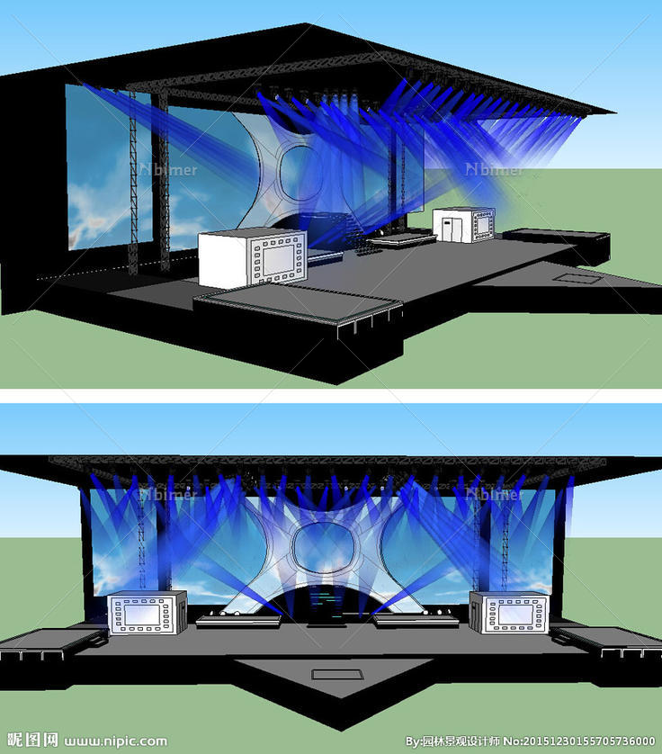 舞台舞美背景SU草图大师模型图片