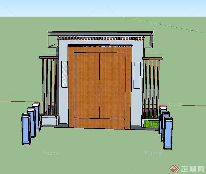 某住宅建筑木制大门设计SU模型