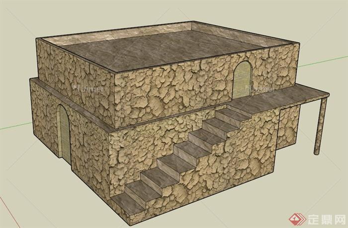 一栋阿拉伯建筑设计SU模型