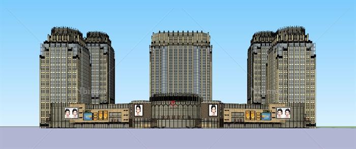 天津某现代商业及办公综合体建筑设计su模型[原创