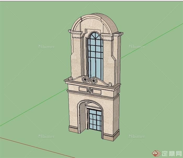 某欧式风格建筑构件门头设计su模型[原创]