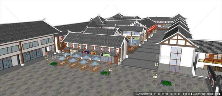Sketch Up 精品模型---中式古建商业街