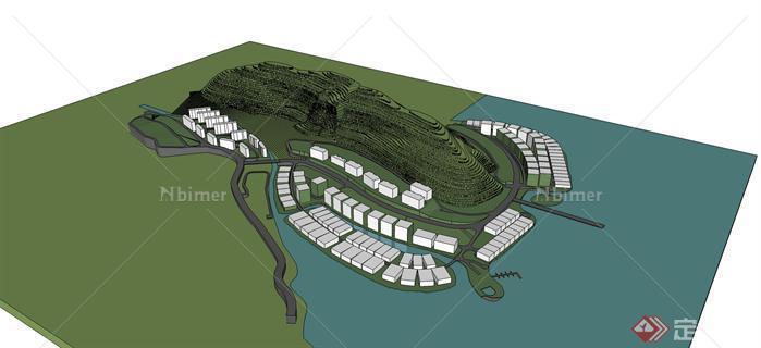 一个背山靠水园区规划设计方案su模型[原创]