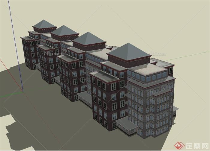 某联排小高层住宅建筑设计SU模型