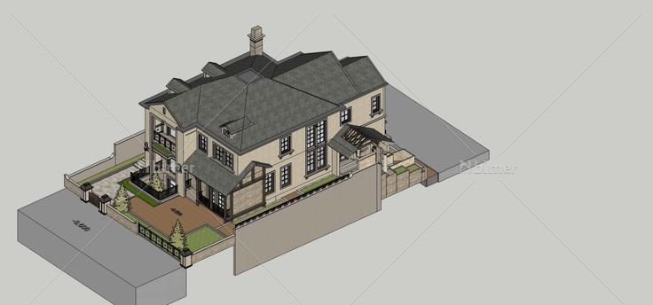 欧式独栋别墅(73203)su模型下载