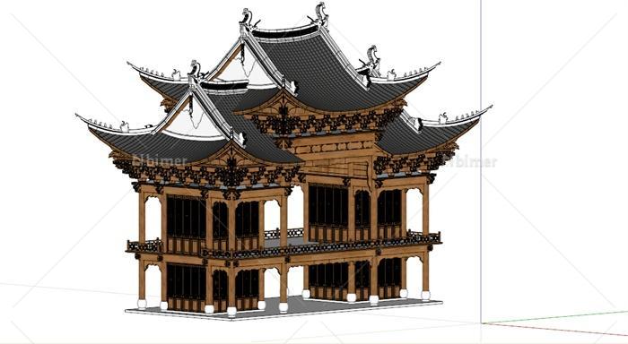 古典中式风格戏楼设计su模型[原创]