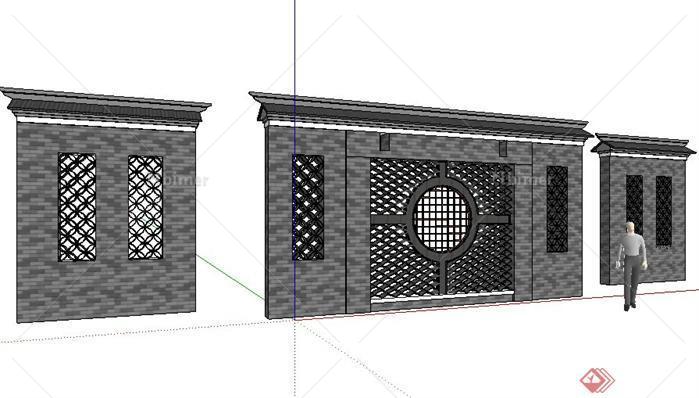 某公园景墙照壁设计SketchUp(SU)3D模型