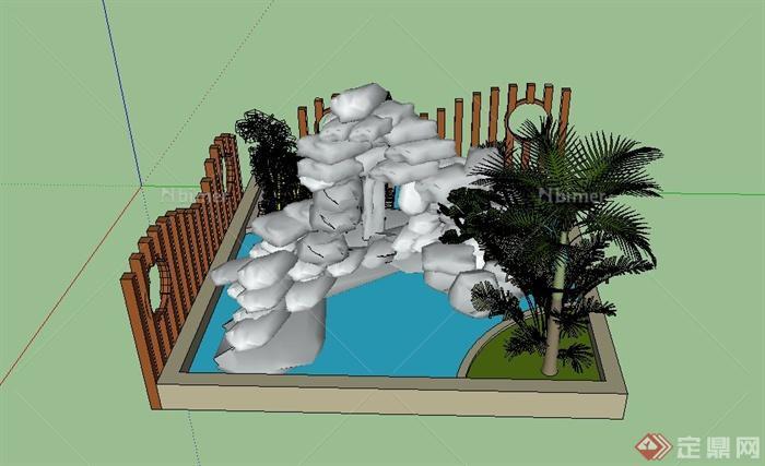 某景观节点假山水体设计3DMAX模型