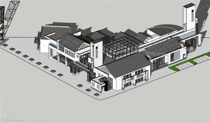 新中式建筑设计SU模型房子
