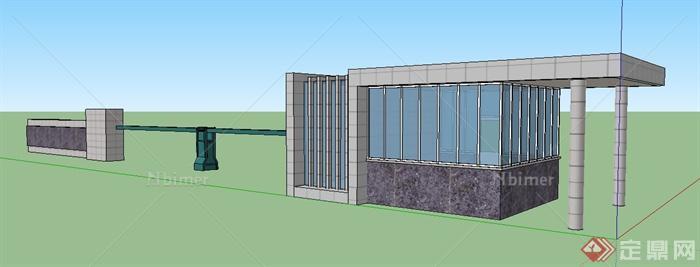 简约现代风格入口大门设计su模型