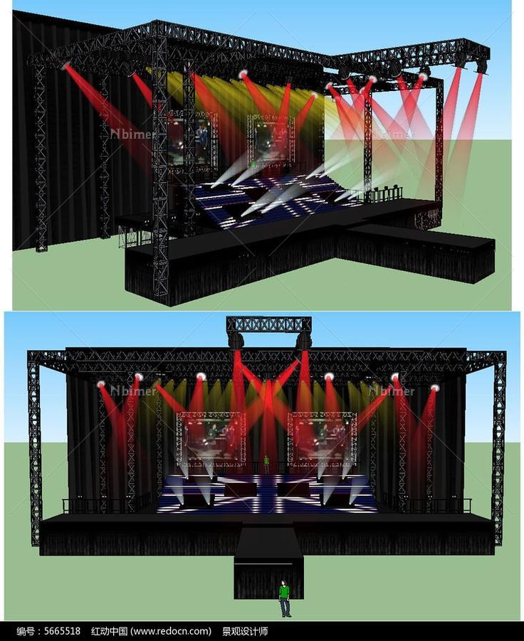 舞台舞美背景设计SU草图大师skp模型