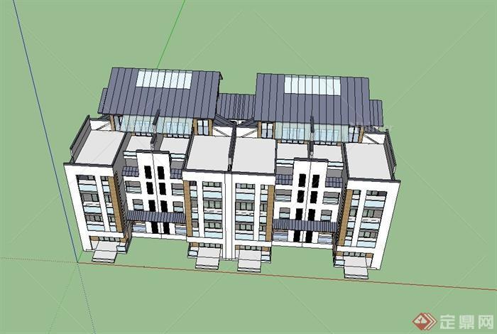 现代小区住宅洋房设计su模型