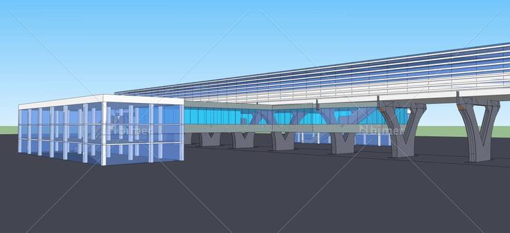 现代风格轻轨站(50506)su模型下载